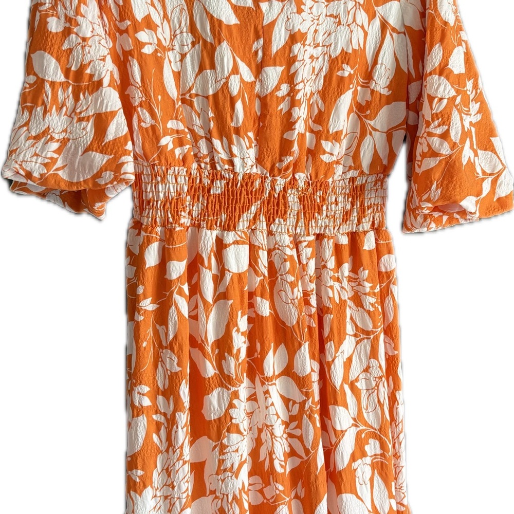 Ces Femme Vibrant Orange and White Dress